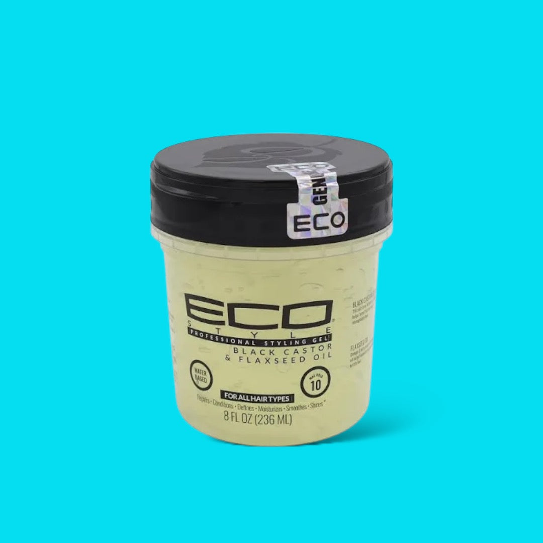 ECO STYLE PROFESSIONAL STYLING GEL BLACK CASTOR & FLAXSEED OIL – 8 OZ