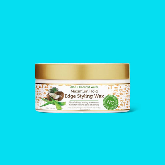 AFRICAN PRIDE MOISTURE MIRACLE ALOE & COCONUT WATER MAXIMUM HOLD EDGE STYLING WAX – 6 OZ